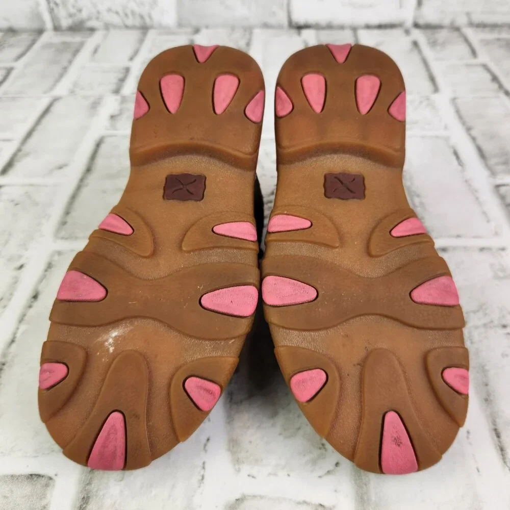 Twisted X Chukka Driving Breast Cancer Mocs Youth 12.5 Brown Leather Ankle Boots